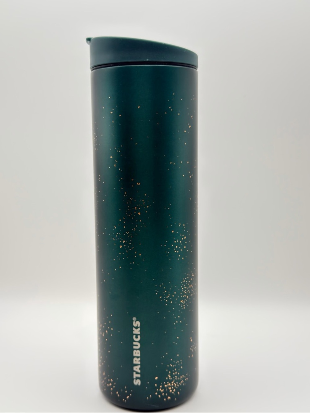 Starbucks Dark Green Tumbler with Gold Speckle Accent